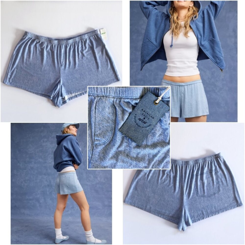 Aerie Blue Athletic Shorts with Elastic Waistband